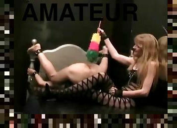 Butt tickled with feather duster