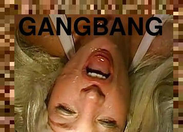 Blonde gets gang banged and splashed