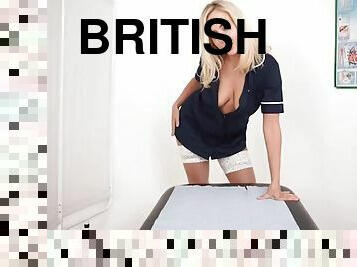 store-pupper, onani, sykepleier, runking, strømper-stockings, skitten, blond, britisk, uniform