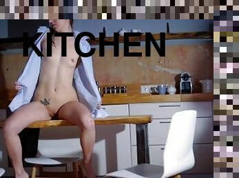Erotic Kitchen Scene With Beautiful Horny Girl