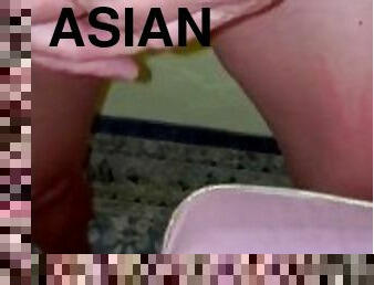 asiatisk, bading, pissing, squirt, amatør, svelging, slave, cum, dusj, elskerinne