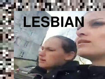 אוננות, בחוץ, חובבן, לסבית-lesbian, נוער, זוג, אירופי, יורו