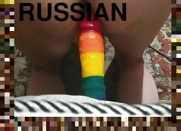 russisk, amatør, anal, leke, homofil, hjemmelaget, riding, dildo, alene