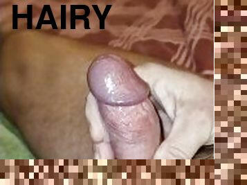 Uncut hairy cock jerked off and ended with CUM