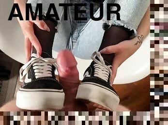 amateur, adolescente, pies, corrida, fetichista, con-los-pies, nylon, realidad