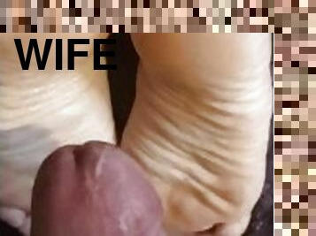 masturbação, esposa, amador, pénis-grande, casal, pés, pov, britânico, casado, fetiche