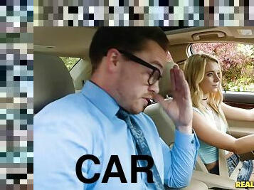 Blonde teen riley star tries to pass the driver exam