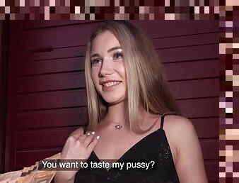 Filthy filly Mary Rock fucks a stranger and tastes his salty cum