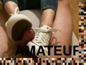 amatör, fötter, fetisch, footrunk, vit