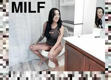 Tattooed milf stepmom wants a stepsons cum in her pussy