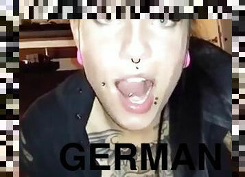 German tattoo slut sucks and swallows