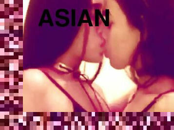 asia, umum, lesbian-lesbian, homo, berciuman, saudara-perempuan