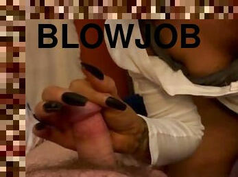 Giving my man a blowjob. Cum shot at the end