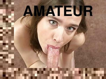 amatør, babes, blowjob, hjemmelaget, intervju, svelging, pov, første-gang, cum, oral