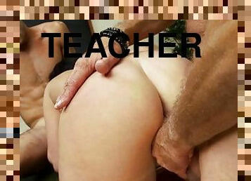 To help her education two big cock teacher eat her pussy and fuck her hardcore