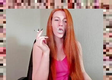 amatør, rødhåret, webcam, fetish, rygende