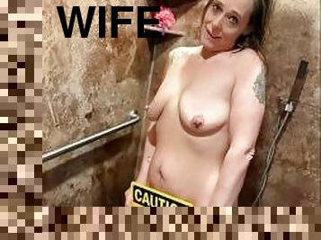 Slutty wife having some shower fun