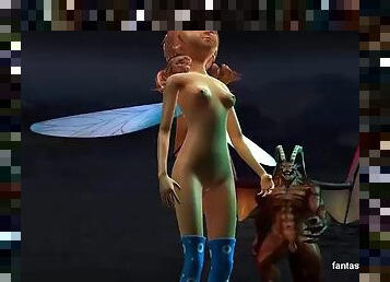3d big tits teen fucked by flying deamon on tower