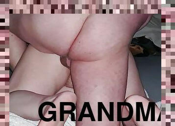 takaapäin, isoäiti, vaimo, amatööri, isoäiti-granny, saksalainen, lähikuva, peräreikä
