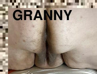 Bbw nasty granny with dirty ass and pussy gets a fat hairy cock up her asshole