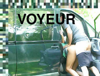 cuatro-patas, al-aire-libre, babes, cámara, voyeur, coche, traviesa, morena, oculto, autoestopista