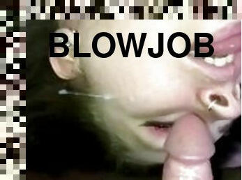 store-pupper, amatør, blowjob, cumshot, par, bbw, ludder, cum, brunette