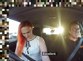 Horny redhead teen fucks with driving instructor