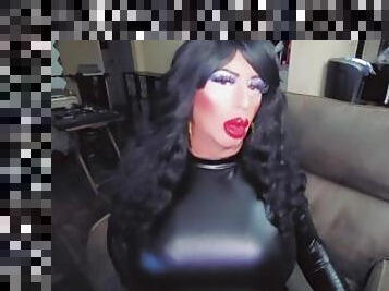 crossdresser smoking makeup sexy latex big lips TILF