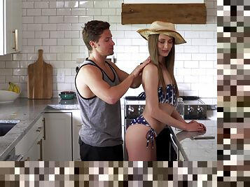 Dicking in the kitchen with a horny teen in HD - Kyler Quinn