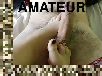 amateur, maison, branlette, couple, pieds, ejaculation, fétiche, branlette-avec-les-pieds