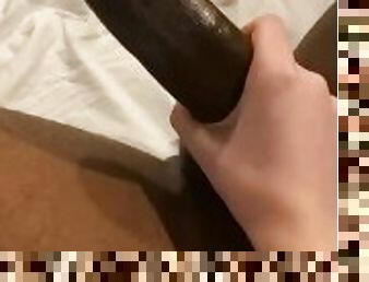 Touching his big black cock bbc huge dick interracial couple