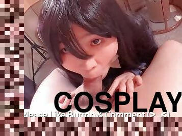 Lycoris Recoil Anime cosplayer blowjob my cock, Takina Inoue asian crossdresser cosplay