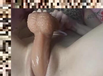 ekstrem, onani, orgasme, pussy, amatør, stram, dildo, alene, barbert, våt