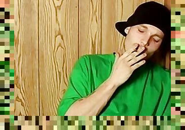 Straight bad boy Viper smokes cigars while masturbating solo