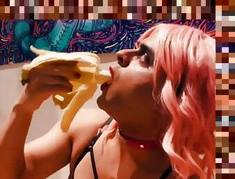 Sissy Sweet banana deepthroat training! 