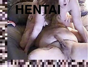 orgasme, hjemmelaget, creampie, par, cum, hentai, røff, suging