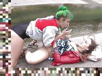 Girls Out West - Hot lesbian sex in public