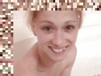 Naked And Soaking Wet! Emi Clear Washes Her Teen Pale Body