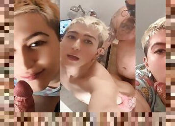 Yum yum my sweet suga daddy! Sweet twink with daddys cock in mouth and boi pussy