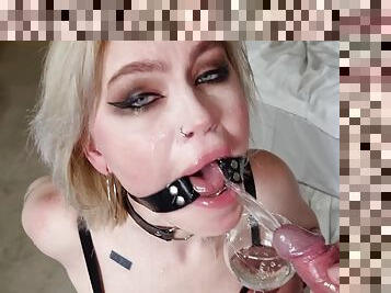 EXTREME!! BDSM, PISS, ANAL TRAINING Newbie Greta Foss Rough anal and throating treatment, anal creampie, piss in mouth &amp; in ass, spit and face ...