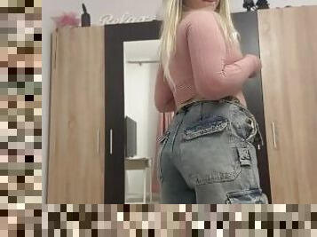 cur, bunaciuni, latina, blonda, stramta, micuta, fetish, jeans