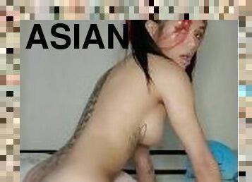 asiatisk, onani, pussy, amatør, babes, tenåring, ludder, pigtail, kåt, alene