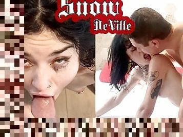 doggy, orgasme, amatør, blowjob, tenåring, cum, piercet, goth, tattoo