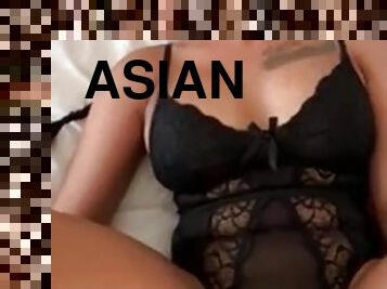 Horny little asian takes a real cock