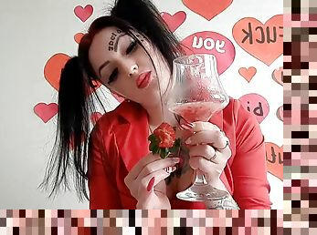 Happy Valentine day! Dominatrix Nika congratulates you and gives you a gift. Incredibly delicious spit cocktail