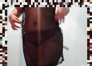 Black net see through Asian dress