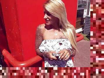 German blonde tattoo slut make userdate no condom outdoor