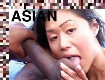 Marvellous asian bitch loves big black cocks and takes it deeply inside wet hole