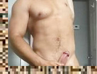 Hot guy jerking off in the bathroom, loud moaning & edging (OF LEAK)