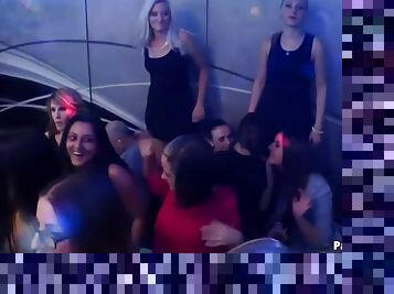 Hot babes going crazy over the muscular guys in the nightclub